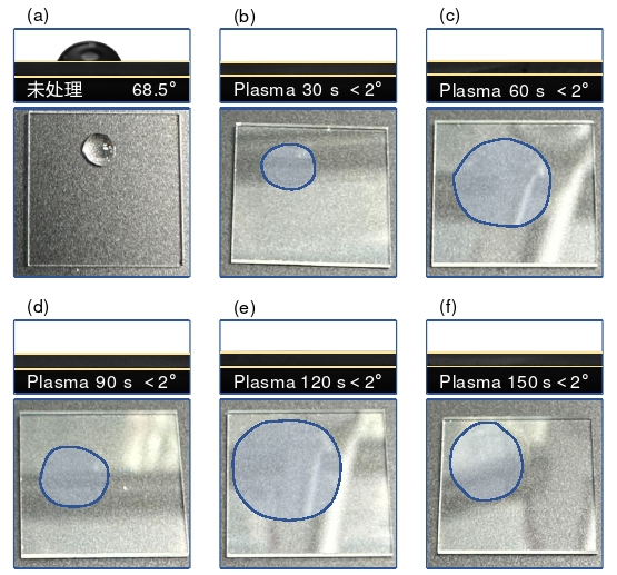 圖4 石英玻璃表面潤(rùn)濕性狀態(tài)