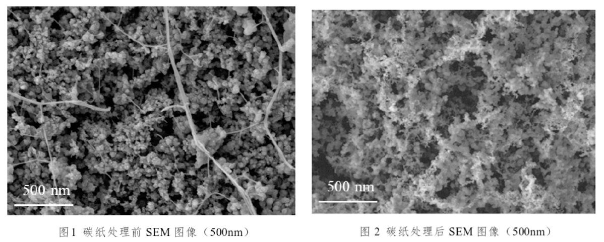 碳紙等離子體處理前后SEM圖像